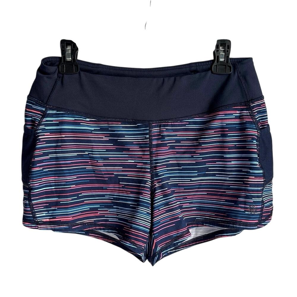 Athleta Ready Set Go Striped Running Shorts With Liner And Pockets Size Small